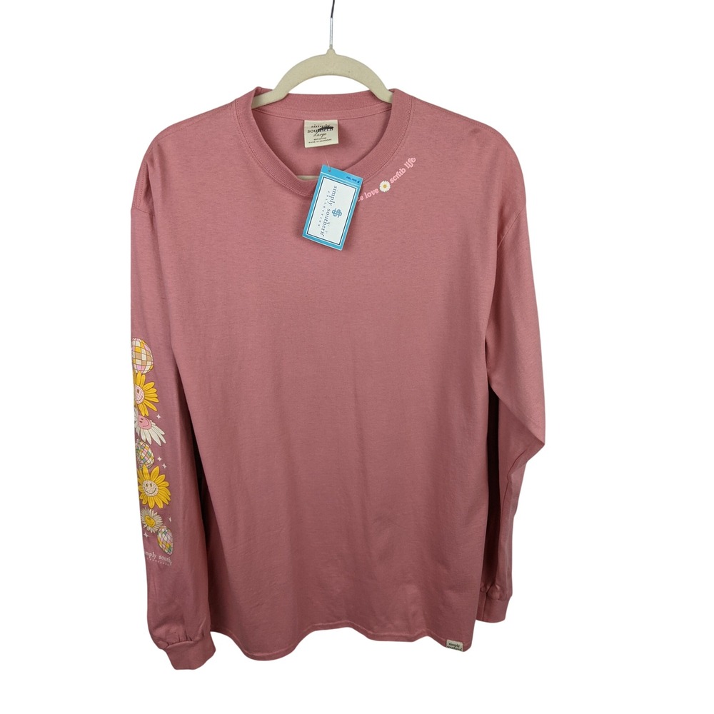 Simply Southern Nurse Life Long Sleeve Graphic Tee Mauve Pink Large NEW